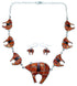 Genuine Sterling Silver Southwest Bear Multicolor Necklace And Earrings Set PX37336
